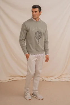 Celopman Sudadera con bordado frontal verde