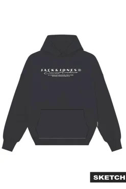 Jack & Jones Sudadera con capucha estampada negro New