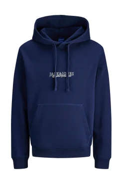 Jack & Jones PLUS Sudadera con capucha logo frontal azul Discount