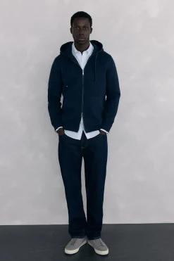 Pedro del Hierro Sudadera con capucha tejido técnico Azul Hot