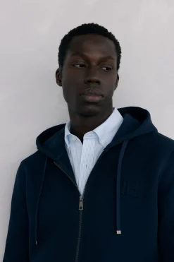 Pedro del Hierro Sudadera con capucha tejido técnico Azul Hot