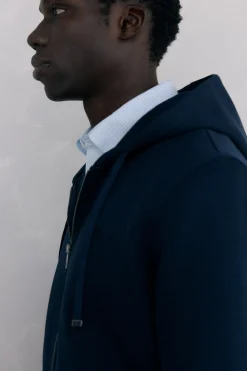 Pedro del Hierro Sudadera con capucha tejido técnico Azul Hot