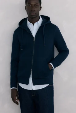 Pedro del Hierro Sudadera con capucha tejido técnico Azul Hot