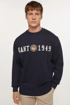Gant Sudadera con escudo y cuello redondo Azul oscuro Discount