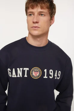 Gant Sudadera con escudo y cuello redondo Azul oscuro Discount