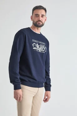 Street Monkey Sudadera con estampado frontal Azul marino Discount