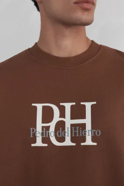 Pedro del Hierro Sudadera cuello caja big logo Marr&oacute;n Outlet