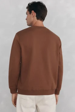 Pedro del Hierro Sudadera cuello caja big logo Marr&oacute;n Outlet