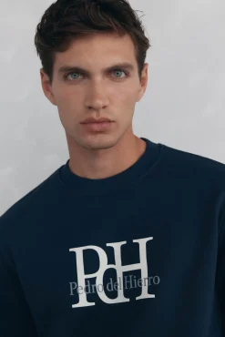 Pedro del Hierro Sudadera cuello caja big logo Azul New