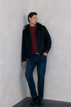 Pedro del Hierro Sudadera cuello caja tejido técnico Burdeos Discount