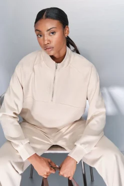 Dash and Stars Sudadera cuello cremallera beige nude Hot