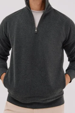 Cortefiel Sudadera cuello cremallera Gris Best