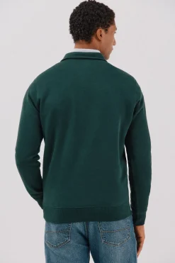 Cortefiel Sudadera cuello polo cremallera Verde oscuro Hot