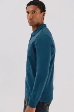 Cortefiel Sudadera cuello polo cremallera Azul Online