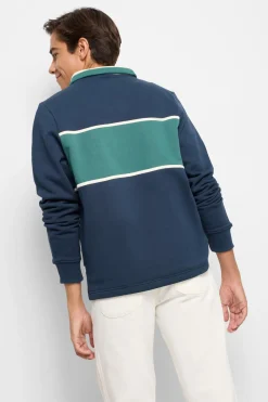 Silbon Sudadera cuello polo sports Azul marino Discount