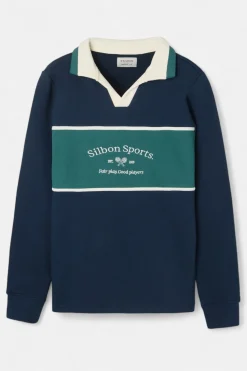 Silbon Sudadera cuello polo sports Azul marino Discount