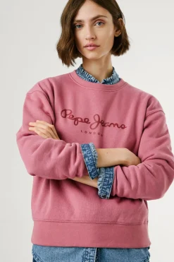 Pepe Jeans Sudadera Cuello Redondo Con Logo rosa New