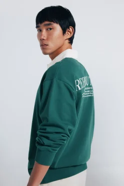 Springfield Sudadera cuello rugby verde Online