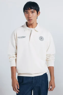 Springfield Sudadera cuello rugby blanco Outlet