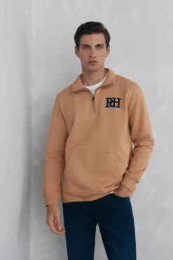 Pedro del Hierro Sudadera cuello vespa Marr&oacute;n Clearance