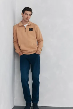 Pedro del Hierro Sudadera cuello vespa Marr&oacute;n Clearance