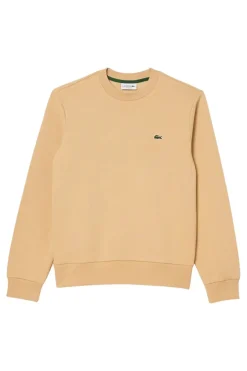 Lacoste Sudadera de algodón cepillado de corte holgado Beige Discount