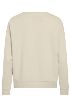 Vila Sudadera de algodón orgánico con bordado Beige Hot