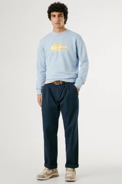 Pepe Jeans Sudadera de cuello redondo con logo y estampado. azul
