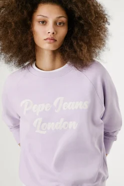Pepe Jeans Sudadera de manga larga con el logo frontal bordado morado/lila Online