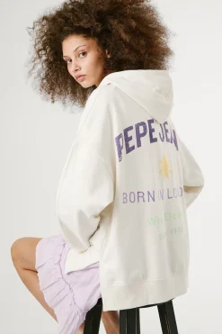 Pepe Jeans Sudadera de manga larga con capucha con logo bordado y dibujo en la parte trasera amarillo Clearance