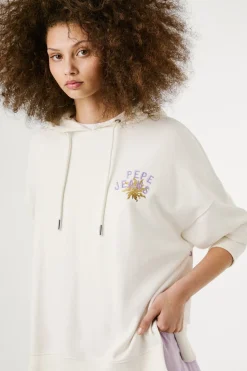 Pepe Jeans Sudadera de manga larga con capucha con logo bordado y dibujo en la parte trasera amarillo Clearance