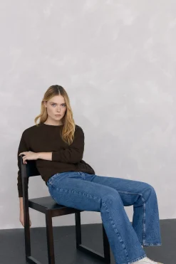 Pedro del Hierro Sudadera detalle trenzado Marr&oacute;n