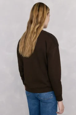 Pedro del Hierro Sudadera detalle trenzado Marr&oacute;n