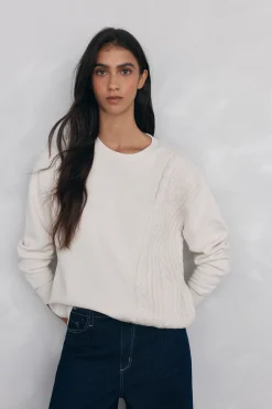 Pedro del Hierro Sudadera detalle trenzado Crudo Hot