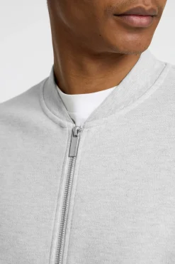 Selected Sudadera estilo Bomber confeccionada con algodón orgánico Gris Hot