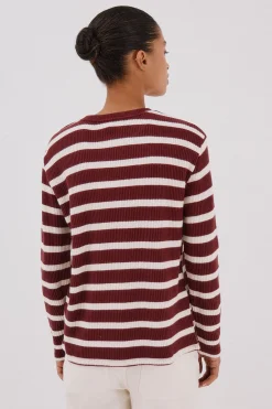 Cortefiel Sudadera estructura rayas Vino Clearance