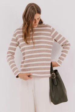 Cortefiel Sudadera estructura rayas Beige