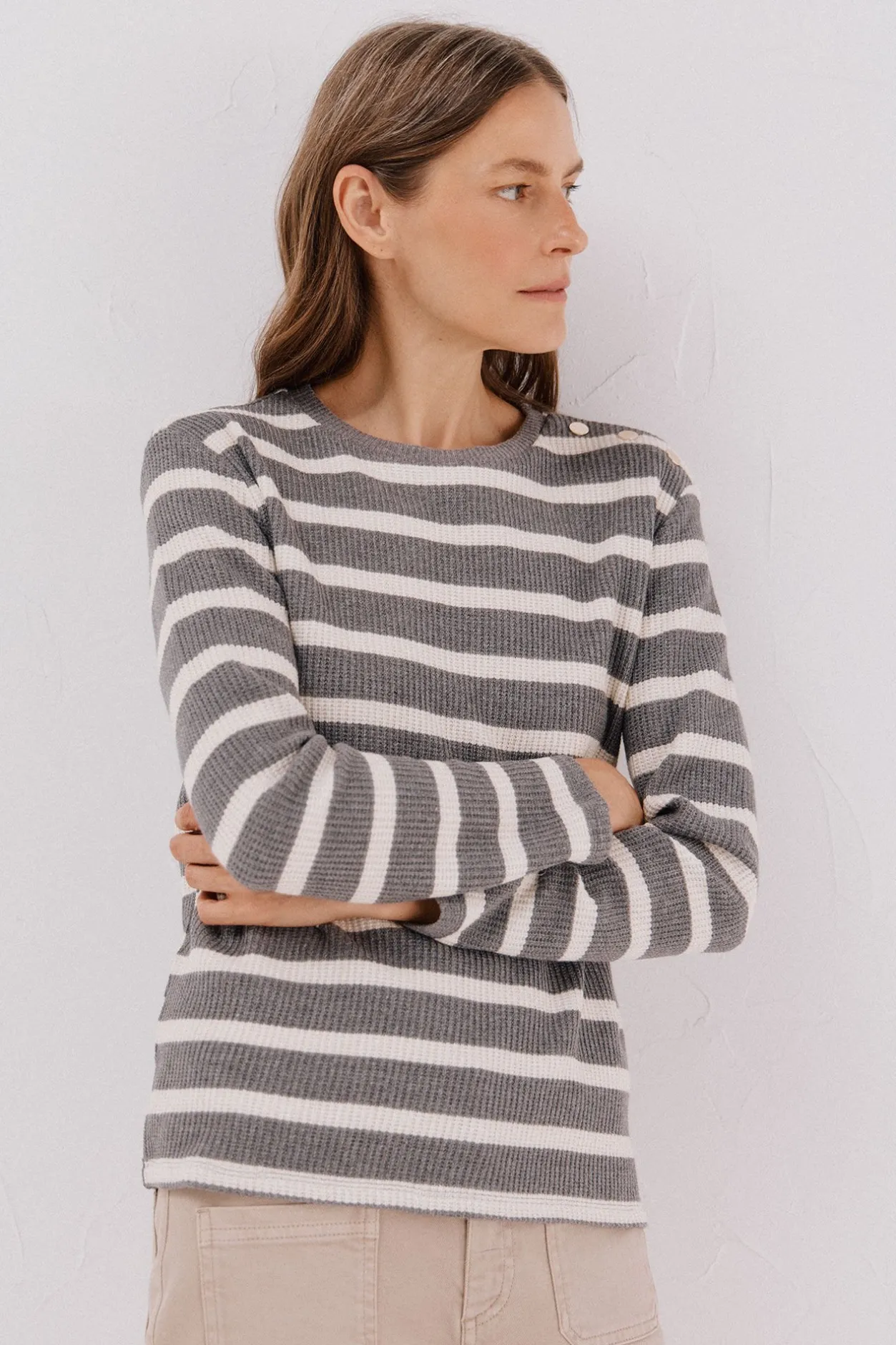 Cortefiel Sudadera estructura rayas Gris Clearance