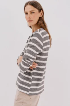 Cortefiel Sudadera estructura rayas Gris Clearance