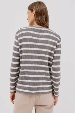 Cortefiel Sudadera estructura rayas Gris Clearance