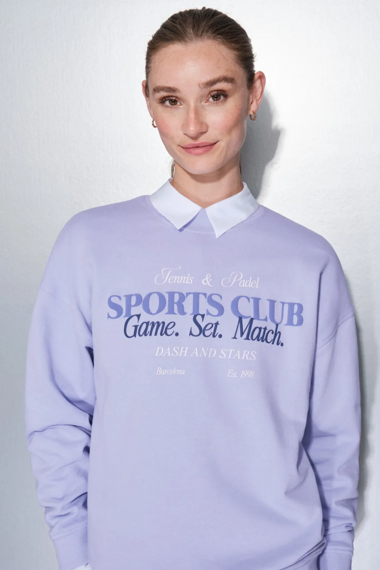 Dash and Stars Sudadera felpa 100% algodón lila morado/lila New