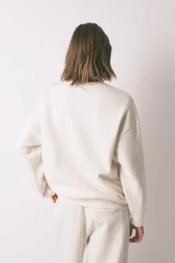 Women'secret Sudadera felpa algodón blanco marfil New