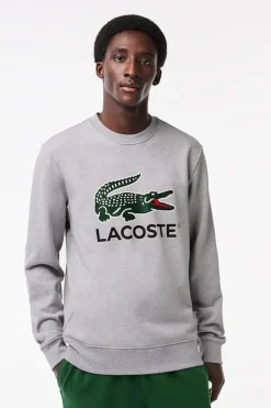 Lacoste Sudadera en felpa de algodón de corte clásico Gris