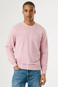Pepe Jeans Sudadera lavada con logo pequeño frontal y logo grande en la espalda. rosa Best