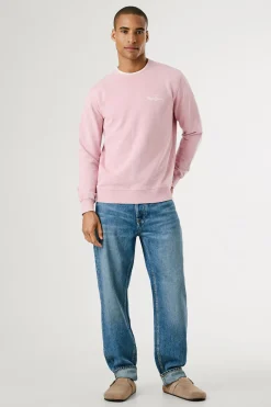Pepe Jeans Sudadera lavada con logo pequeño frontal y logo grande en la espalda. rosa Best