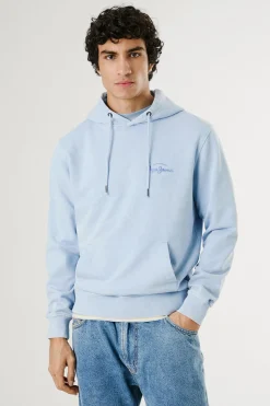 Pepe Jeans Sudadera lavada con logo pequeño frontal y logo grande en la espalda. azul Best