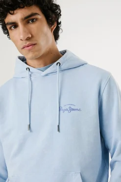 Pepe Jeans Sudadera lavada con logo pequeño frontal y logo grande en la espalda. azul Best