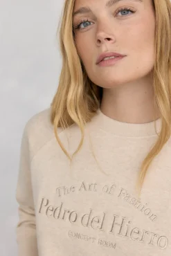 Pedro del Hierro Sudadera logo bordado Crudo Sale