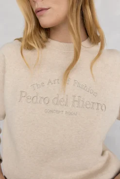 Pedro del Hierro Sudadera logo bordado Crudo Sale