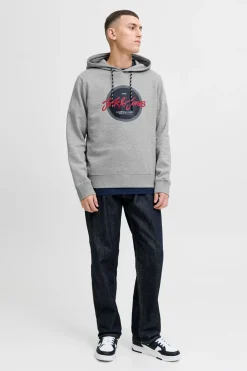 Jack & Jones Sudadera logo con capucha gris Online